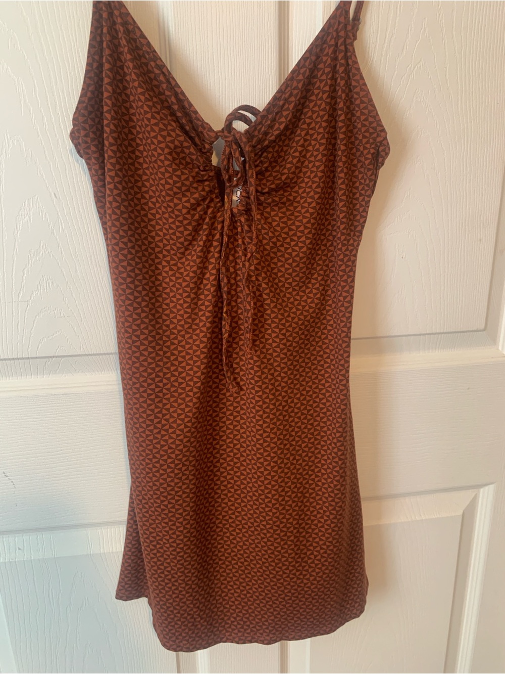 RVCA Brown Patterned Spaghetti Strap Dress